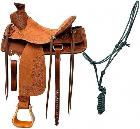 Royal Reins Tooled Leather Roping Saddle